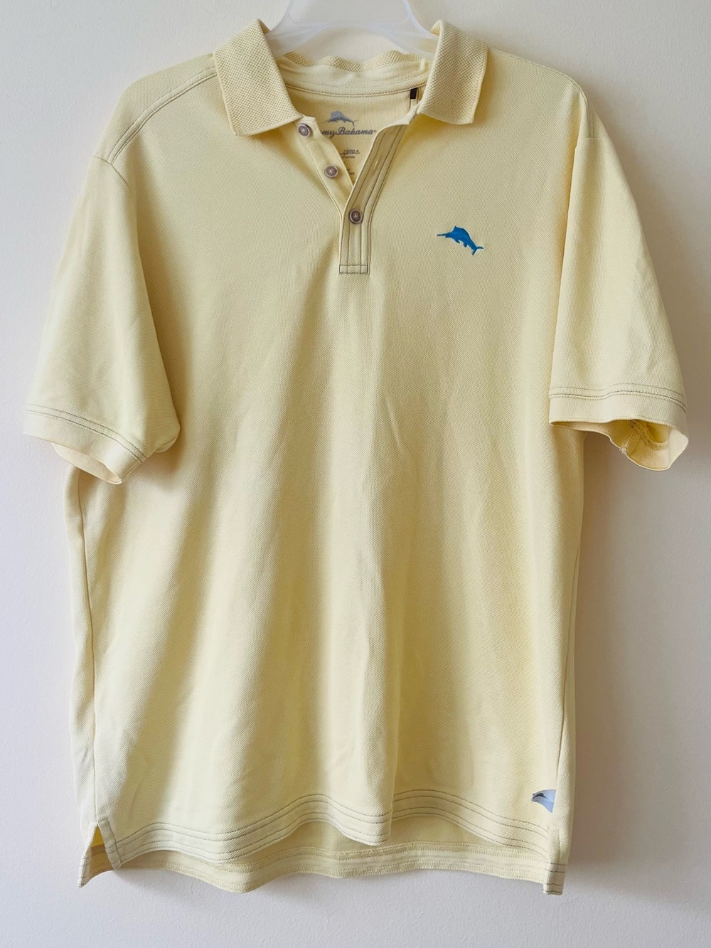 Tommy Bahama Polo Shirt Men’s Size M Yellow Marlin Logo Pima Cotton